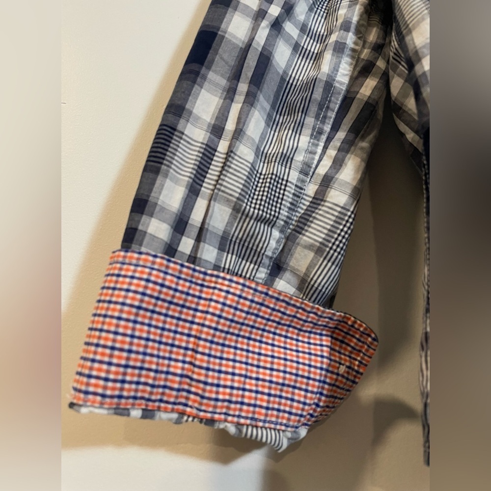 21Men Plaid Long Sleeve Button Down Shirt Mens Size Medium Flip Cuff Detail - Picture 4 of 9